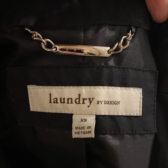 BRAND NEW Navy blue & white accented Laundry by Design tapered waist jacket xs - Picture 6 of 8